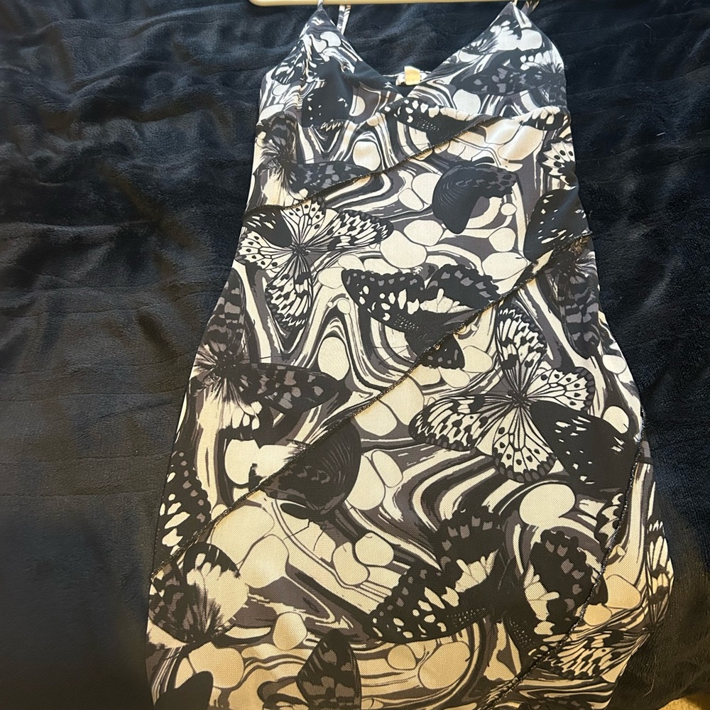 Garage Black and White Butterfly Mini Dress